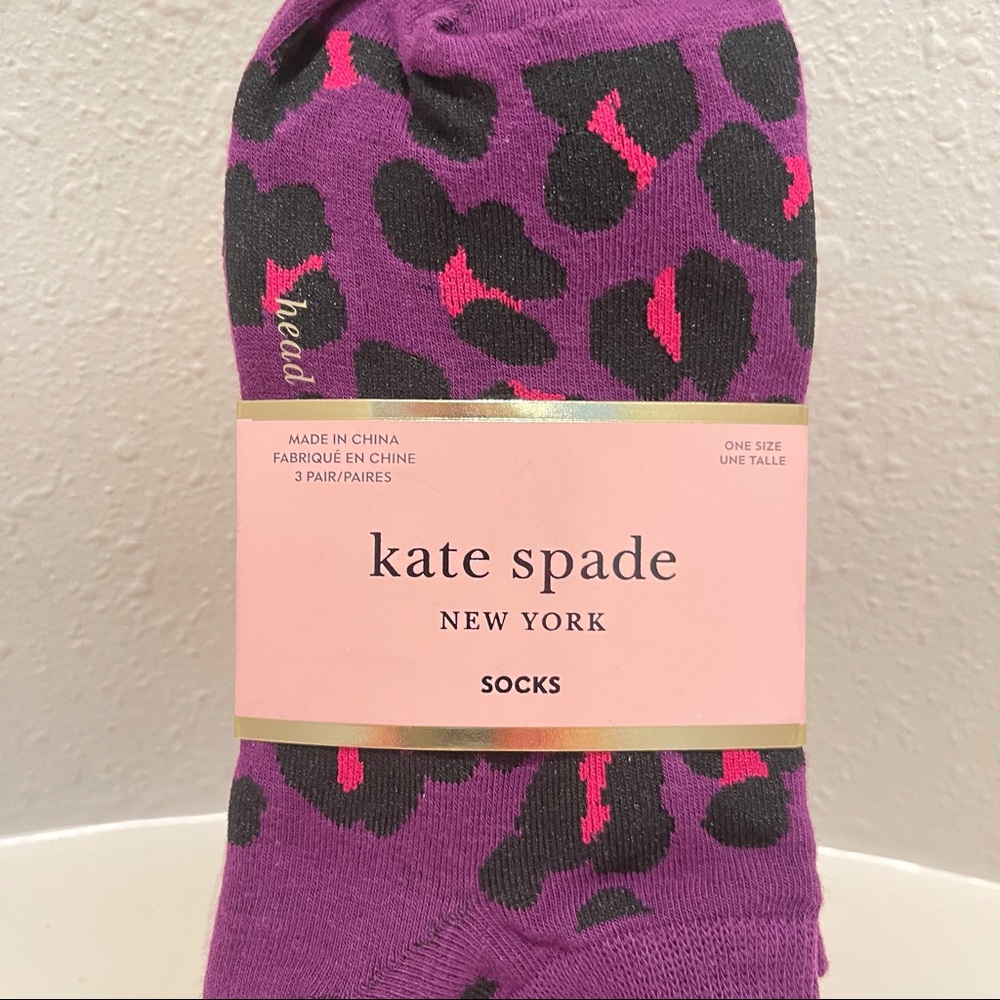 Kate Spade 3 Pairs No Show Leopard Stripes Socks OS NWT - Picture 4 of 7